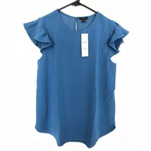 New Ann Taylor Godet Flutter Sleeve Top Ruffle